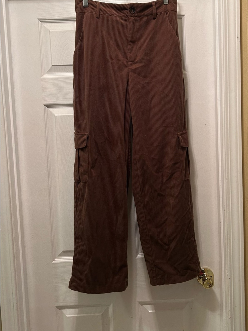 SHEIN Brown Corduroy Cargo Pants for Women